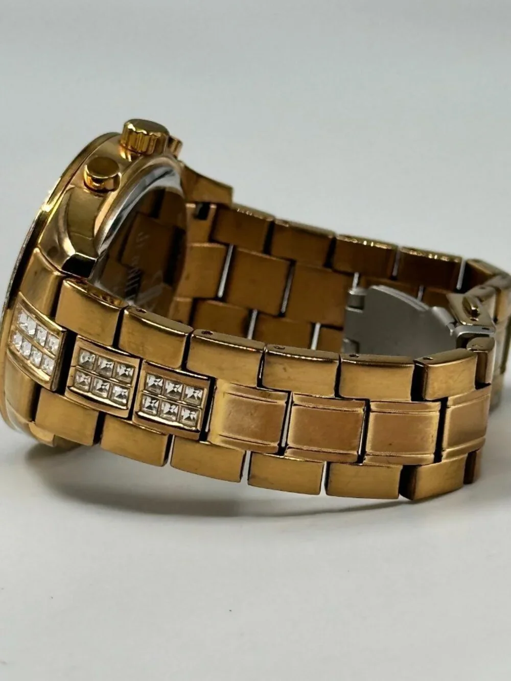 Jennifer Lopez Watch Women Rose Gold Tone Chronograph Date New Battery 6.75